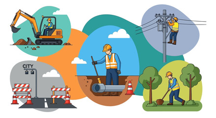 Essential public services construction utility maintenance and urban development work