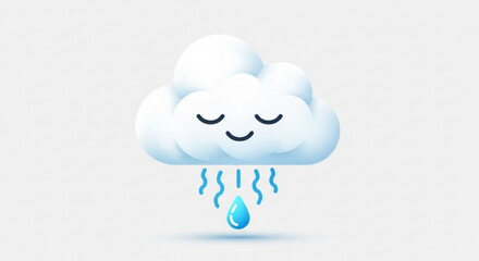 Cute cartoon cloud with rain drops vector design weather forecast icon illustration graphic element template