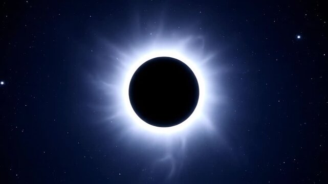 Brief glimpses of stars appear during a total solar eclipse, a celestial anomaly captured in a wide cinematic frame universe, outer space, timelapse