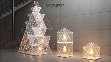 Geometric Lamps Illuminating a Modern Interior Space