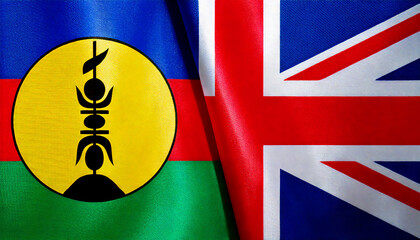 イギリスの国旗とニューカレドニアの国旗(UK Flag & New Caledonia flag.)
