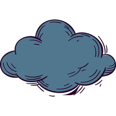 Doodle Style Dark Gray Cloud With Outline And Hatching Effect On A Transparent Background Simple Illustration