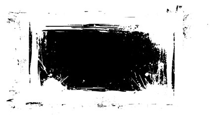 Black paint grunge box, swatch isolated on white background