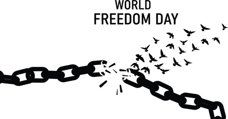 Broken chain turns into birds for world freedom day conceptual illustration for freedom