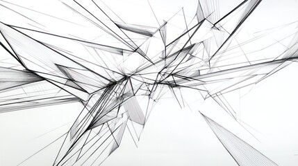 Abstract geometric art, sharp lines, white background, design concept, website banner