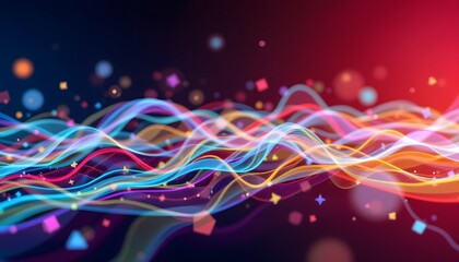Fototapeta premium Colorful Abstract Waves Creating a Dynamic Energy Flow in a Vibrant Digital Background