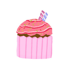Pastel cupcake illustration with frosting and sprinkles 