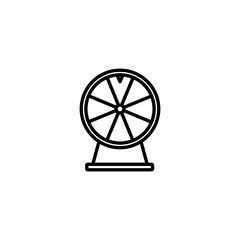 Outline fortune wheel icon, with editable stroke. Lucky spin icon, roulette game. Lucky wheel, lottery game, casino roulette spin, fortune chance bet, win prize reward, free spin bonus. Vector icon