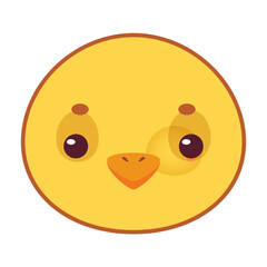 Cute Yellow Chick Face With Orange Beak And Brown Eyes On A Transparent Background Vector Illustration