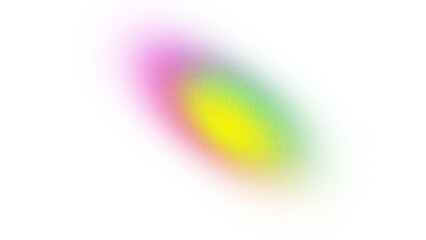 Abstract gradient of yellow green pink color shape with grain effect isolated on transparent background. Png overlay effect. Trendy noise texture for brochure banner header poster cover.
