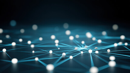 Network node connection cybersecurity cloud visualization with glowing points and lines conveying secure data flow and digital communication