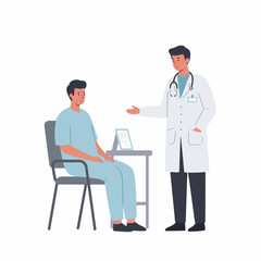 Flat Illustration of Doctor Consulting with Patient in a Medical Setting