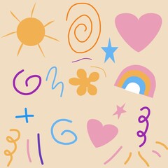 Colorful doodle with beige background