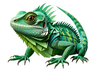 Obraz premium Basilisk Lizard decorative paper art illustration with elegant shapes and transparent layers.
