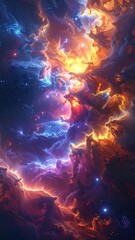 Fototapeta premium Cosmic Nebula with Orange and Blue Hues