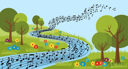 Musical River - A Flowing Melody in Natures Embrace.