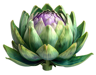 Fototapeta premium Artichoke artistic paper cut composition with refined elements and transparent background.