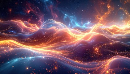 Abstract Glowing Energy Waves in Space