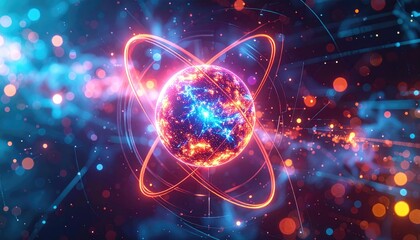 Abstract Glowing Orb with Energy Trails