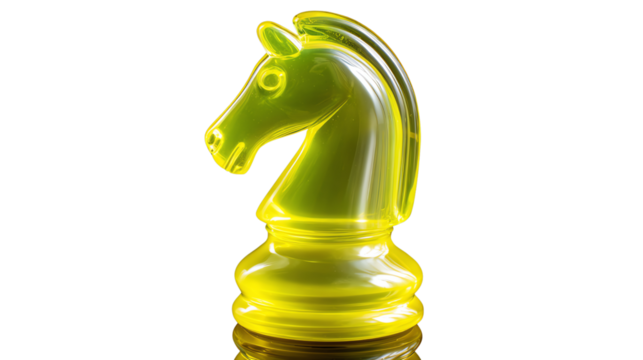 Chess Knight Figurine: An illuminated chess knight figurine, a symbol of strategy and intellect, stands prominently, its form accentuated by a gentle glow.
