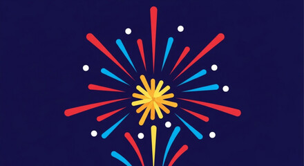 Colorful firework explosion on a dark blue background, creating a vibrant and festive atmosphere for any special celebration or event