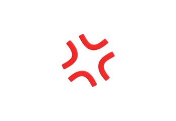 anger emoji front view without shadow 3d render