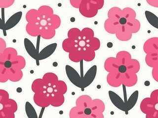 Fototapeta premium Vintage pink floral seamless vector pattern with rose flowers and spring leaf illustration for wallpaper design