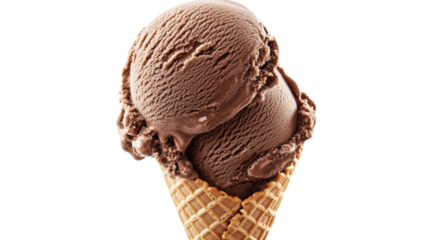 Double Chocolate Ice Cream Cone Yummy Decadence on Transparent Background