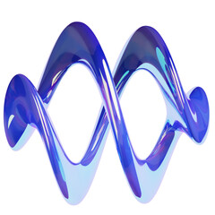 Abstract Blue Swirl Form with Smooth Reflections and Transparent Background in a Studio Lighting