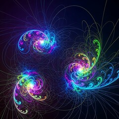 Vibrant Fractal Spirals - A Mesmerizing Display of Cosmic Energy.