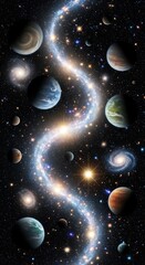 Cosmic Symphony - A Celestial Tapestry of Planets and Galaxies.