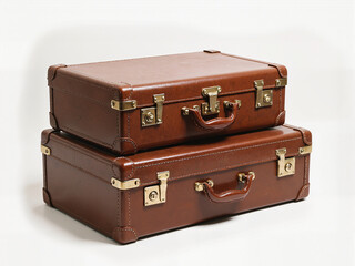 old suitcase isolated on white