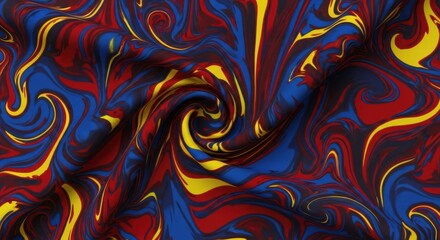 Obraz premium Dynamic red, blue, and yellow swirl pattern for vibrant creative designs