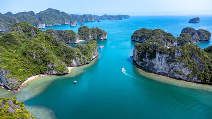 Aerial view of Lan Ha Bay just off the coat of Cat Ba Island in Vietnam © jkraft5