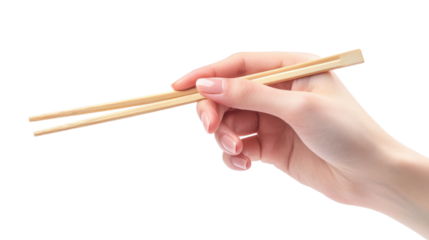 Hand Holding Chopsticks Displaying Culinary Precision on Isolated Backdrops Imagery