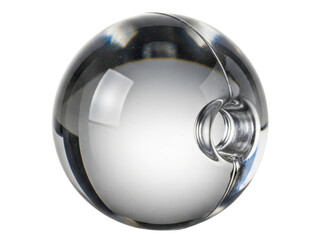 Single transparent spherical bead made of glass with a hole on a transparent background