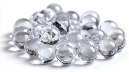 Obraz premium Tiny crystal ball pile isolated on white background