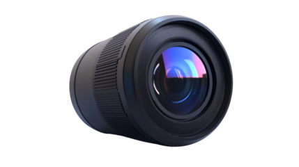 Modern Black Camera Lens Optical Glass Photography Equipment Transparent Scene
