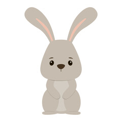 Cute vector illustration of a bunny sitting with large ears and a curious expression. Perfect for children s books, Easter designs, and playful graphics.