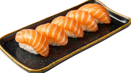 Salmon Nigiri Sushi Plate Delicious Fresh Seafood Japanese Delicacy Dish Serving