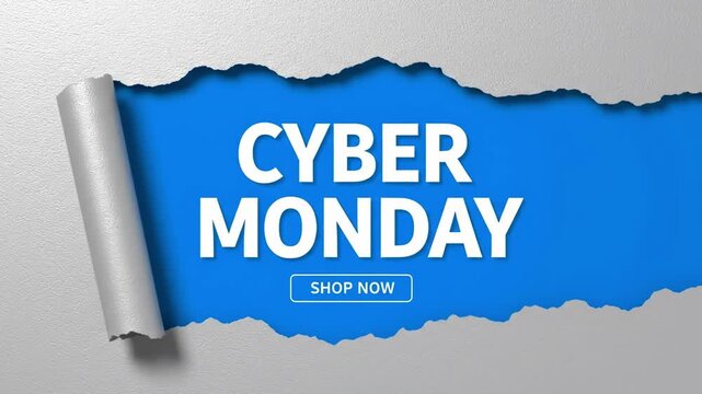 An animated reveal of a blue background behind a tearing and rolling silver paper texture a perfect dynamic transition or intro for a modern and stylish video project