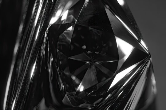 Shiny dark crystal with complex geometry and angular facets