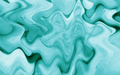 Illustration of gradient Teal Blue color chaotic flowing liquid for abstract background