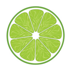 Vibrant Green Lime Slice with Juicy Segments and White Pith 1.