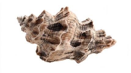 Turritella shell fragment isolated on white background