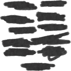 Black textured brush stroke transparent PNG background for digital design, paint texture element, artistic grunge effect overlay, dark cloudy shape illustration for editing, minimal abstract black tex