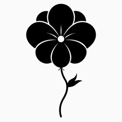 Balloon Flower vector clean black silhouette design white background