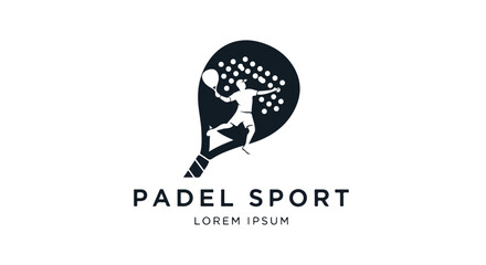 Padel Sport Illustration with Silhouette of Player and Racket for Sport Designs