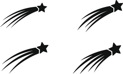 Set of shooting star icons, representing dreams, wishes and celestial events