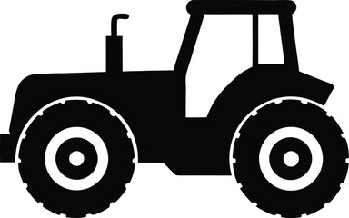 Vector tractor illustration. Isolated heavy farm machine silhouette